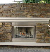 Mountain Shale profile in Tarras colour, really makes a statement in this fireplace