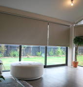 Double Roller Blinds with Angled Vertical Blinds