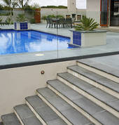 Pool patio pavers and coping stones