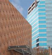 Q theatre: 3D Mould formed coloured Architectural Precast Wall Panel
