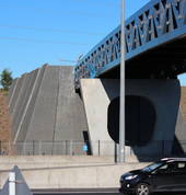 Motorway Pedestrian Overbridge: Retarder Exposed Aggregate Black Concrete
