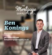 Ben Konings Photo Blue Text and Mortgage Supply Logo