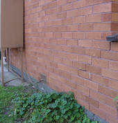 Crack in a brick wall after injection