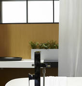 Printed plastic stock shower curtain - cross design