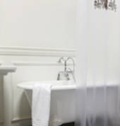 Printed plastic stock shower curtain - Chandelier design