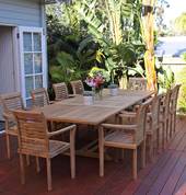 Huge extension table and scroll back chairs, shown extended by two inserts from 2-3m